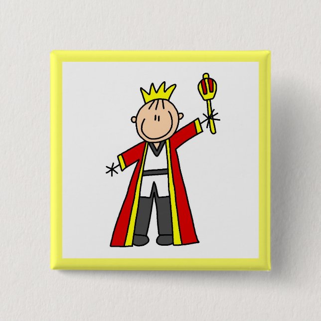 Stick Figure King 2 Inch Square Button (Front)