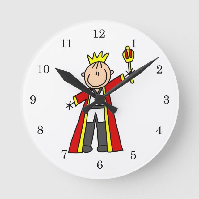Stick Figure King Round Clock (Front)
