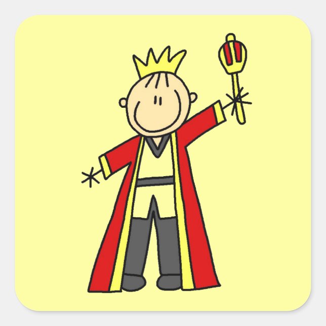 Stick Figure King Square Sticker (Front)