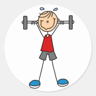 Stick Figure Lifting Weights Sticker