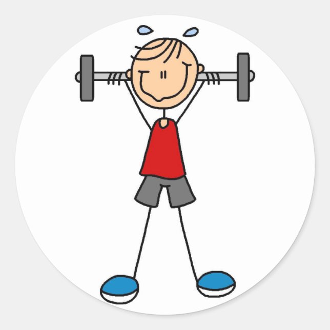 Stick Figure Lifting Weights Sticker (Front)