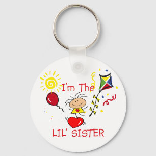 Stick Figure Little Sister Girl Keychain