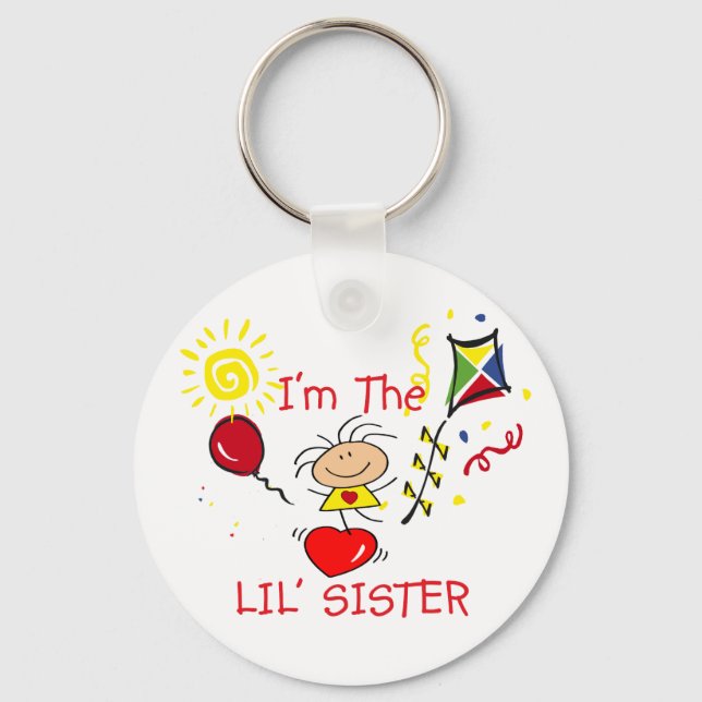 Stick Figure Little Sister Girl Keychain (Front)