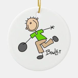Stick Figure Male Bowler T-shirts and GIfts Ceramic Ornament