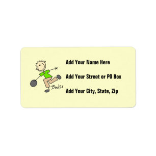 Stick Figure Male Bowler T-shirts and GIfts Label