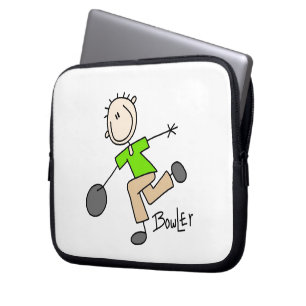 Stick Figure Male Bowler T-shirts and GIfts Laptop Sleeve