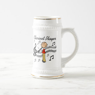 Stick Figure Male Clarinet Player Tshirts and Gift Beer Stein