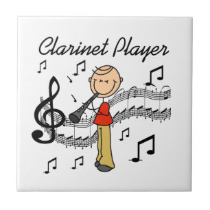 Stick Figure Male Clarinet Player Tshirts and Gift Tile