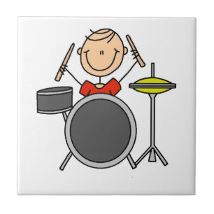 Stick Figure Male Drummer T-shirts and Gifts Tile