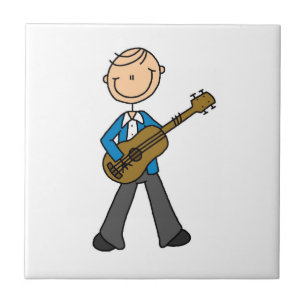 Stick Figure Male Guitar Player T-shirts and Gifts Tile