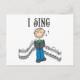 Stick Figure Male I Sing T-shirts and Gifts Postcard