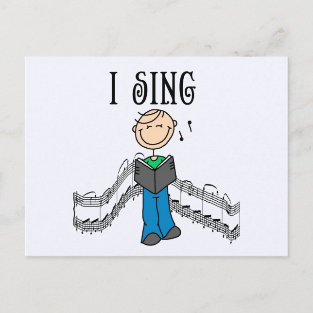 Stick Figure Male I Sing T-shirts and Gifts Postcard (Front)