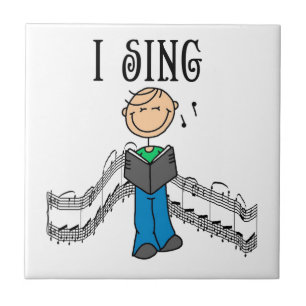 Stick Figure Male I Sing T-shirts and Gifts Tile