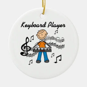 Stick Figure Male Keyboard Player Gifts Ceramic Ornament