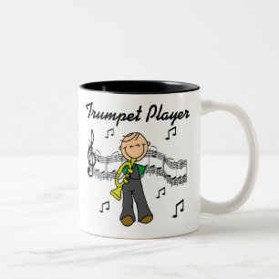 Stick Figure Male Trumpet Player T-shirts and GIft Two-Tone Coffee Mug