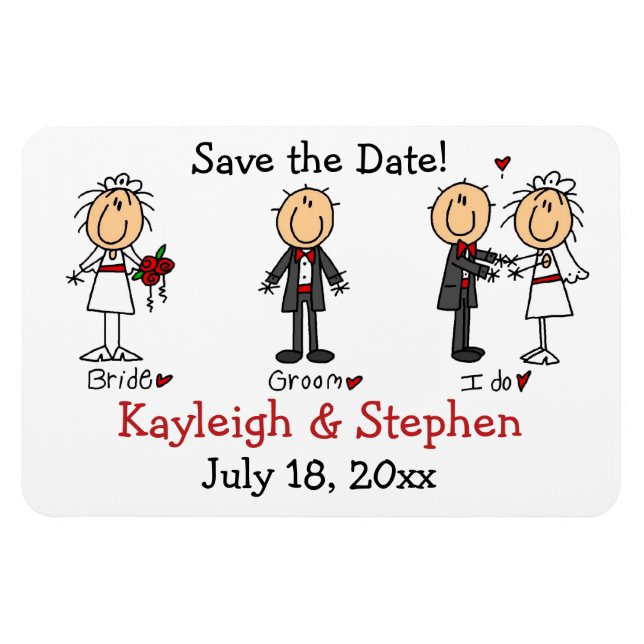 Stick Figure Mariage Premium Flexi Magnet (Horizontal)