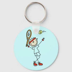 Stick Figure Mens Tennis Keychain