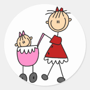Stick Figure Mom And Baby Sticker