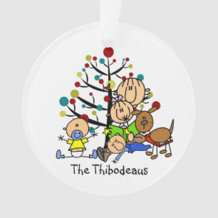 Stick Figure Mom, Kids, Dog Acrylic Ornament