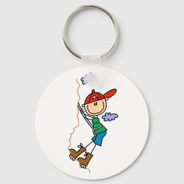 Stick Figure Mountain Climbing Tshirts and Gifts Keychain (Front)