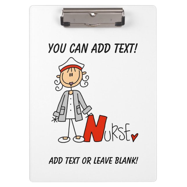 Stick Figure N is for Nurse Clipboard (Front)
