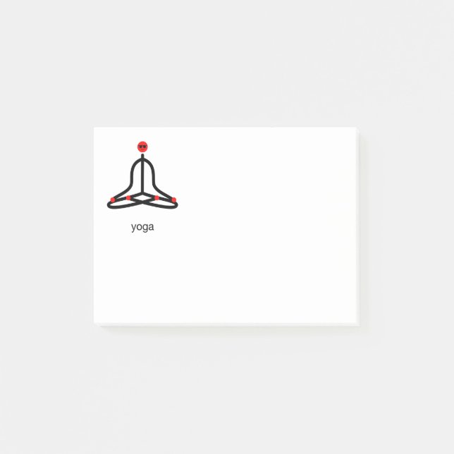 Stick figure of lotus yoga pose with yoga text. post-it notes (Front)