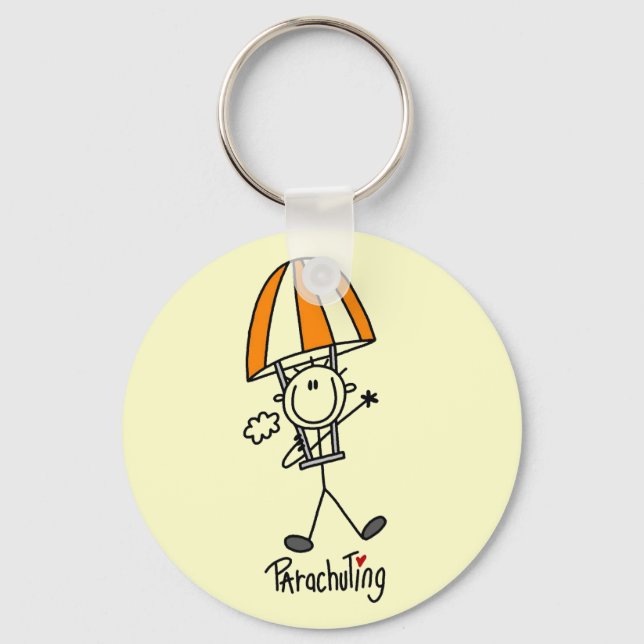 Stick Figure Parachuting T-shirts and Gifts Keychain (Front)