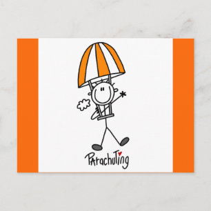 Stick Figure Parachuting T-shirts and Gifts Postcard