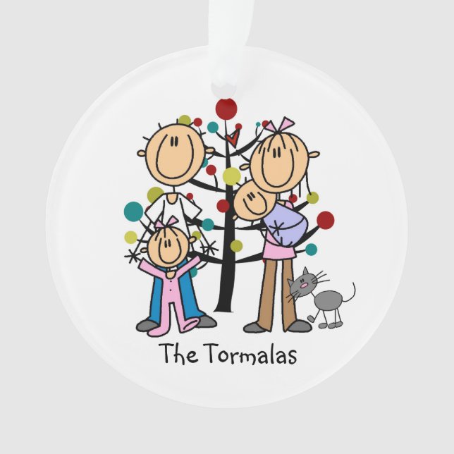 Stick Figure Parents, Fille, Bébé, Ornement de chi (devant)
