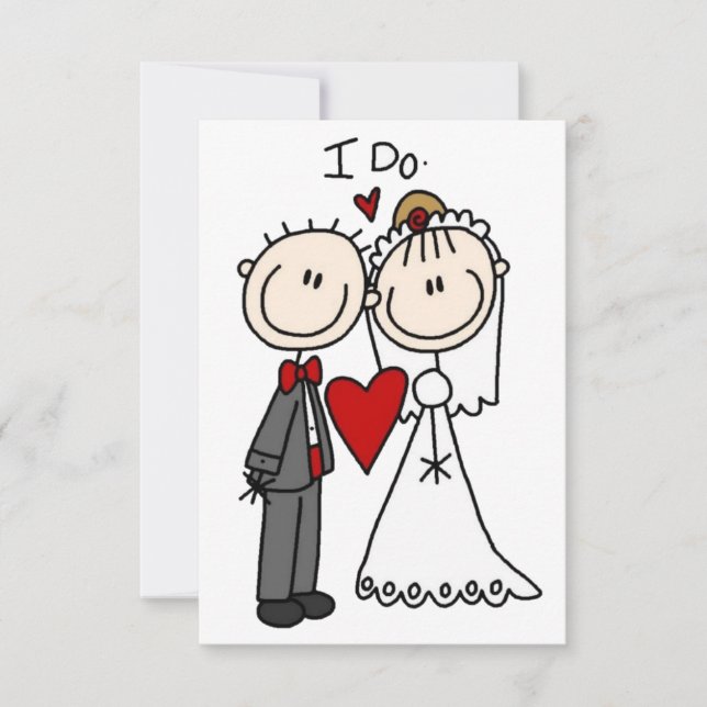 Stick Figure People Bride and Groom Wedding Invitation (Front)