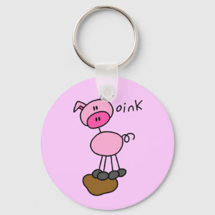 Stick Figure Pig T-shirts and Gifts Keychain
