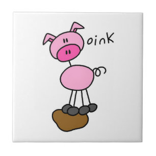 Stick Figure Pig T-shirts and Gifts Tile