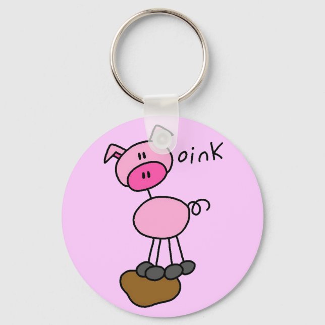 Stick Figure Pig Tshirts and Gifts Keychain (Front)