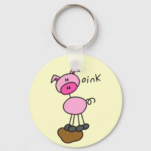 Stick Figure Pig Tshirts and Gifts Keychain