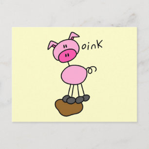 Stick Figure Pig Tshirts and Gifts Postcard