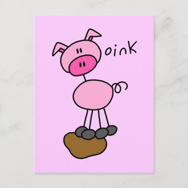 Stick Figure Pig Tshirts and Gifts Postcard (Front)