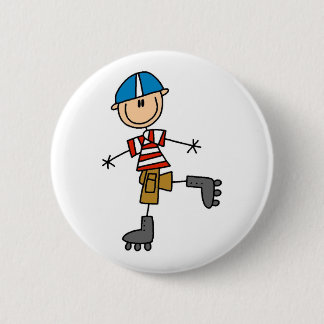 Stick Figure Roller Skating 2 Inch Round Button