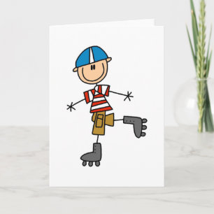 Stick Figure Roller Skating Card