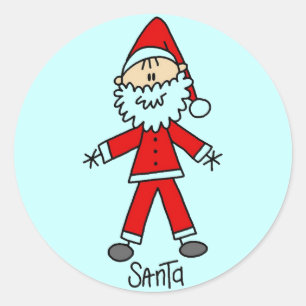 Stick Figure Santa Claus Tshirts and Gifts Classic Round Sticker