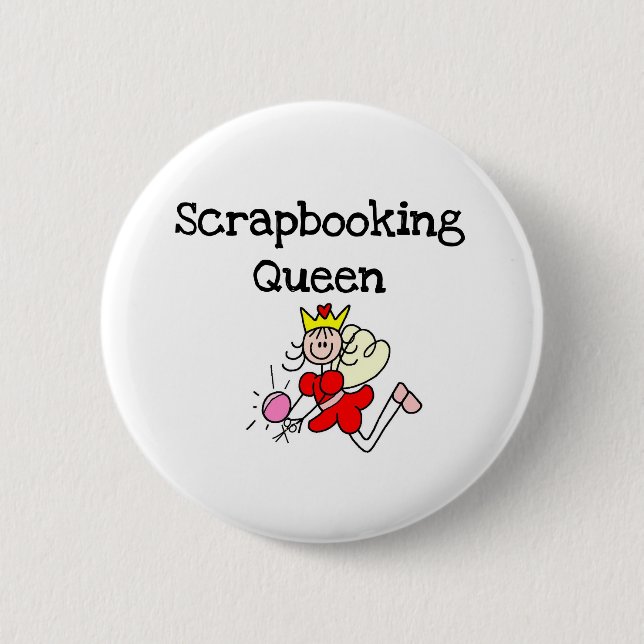 Stick Figure Scrapbook Queen 2 Inch Round Button (Front)