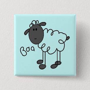 Stick Figure Sheep Tshirts and Gifts 2 Inch Square Button