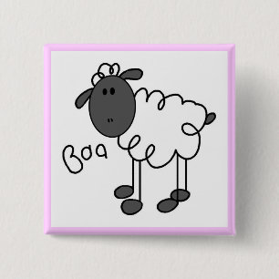 Stick Figure Sheep Tshirts and Gifts 2 Inch Square Button