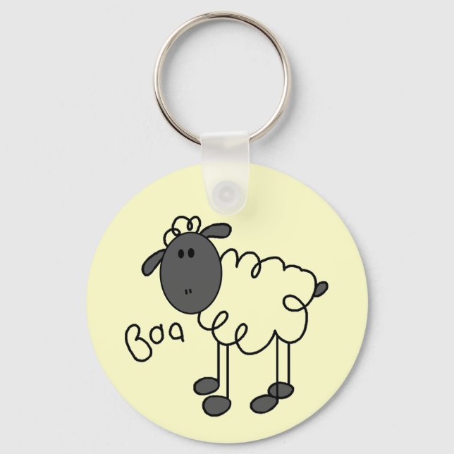 Stick Figure Sheep Tshirts and Gifts Keychain (Front)