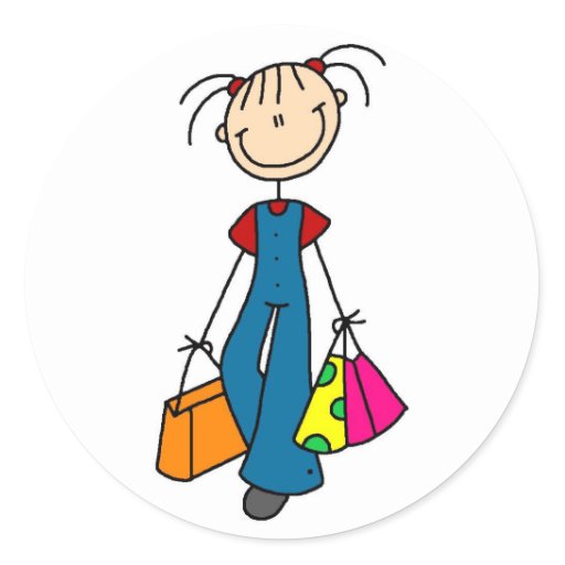 Stick Figure Shopping Sticker | Zazzle