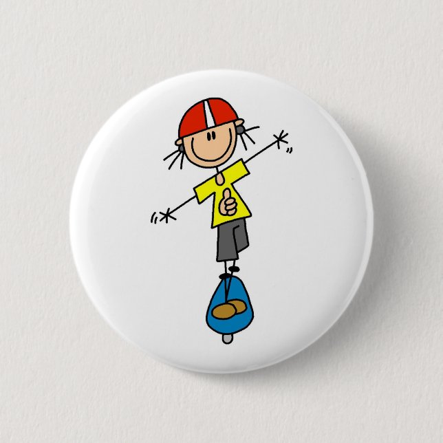 Stick Figure Skateboarder 2 Inch Round Button (Front)