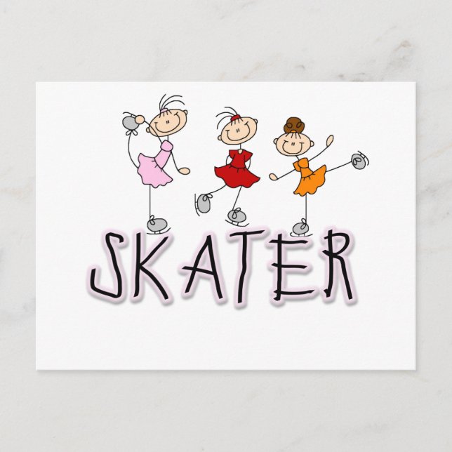 Stick Figure Skater Tshirts and Gifts Postcard (Front)