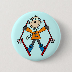 Stick Figure Skier T-shirts and Gifts 2 Inch Round Button