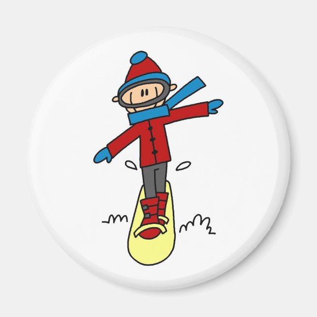 Stick Figure Snowboarding Magnet (Front)