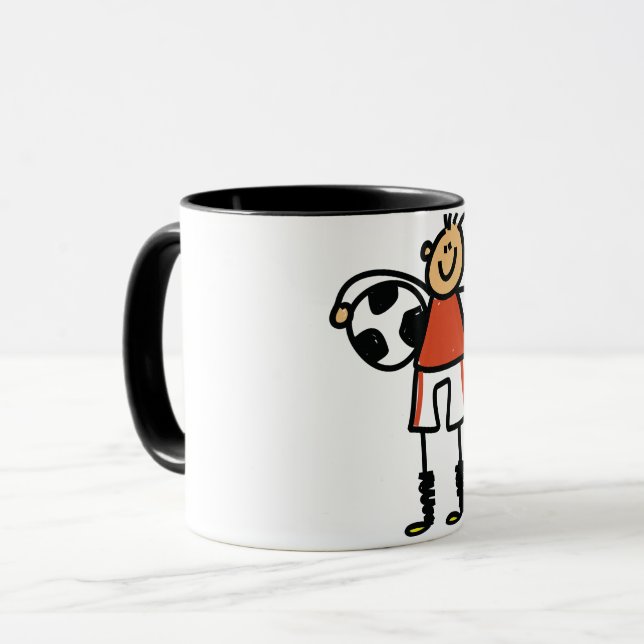 Stick Figure Soccer Boy Football Player Mug (Front Left)