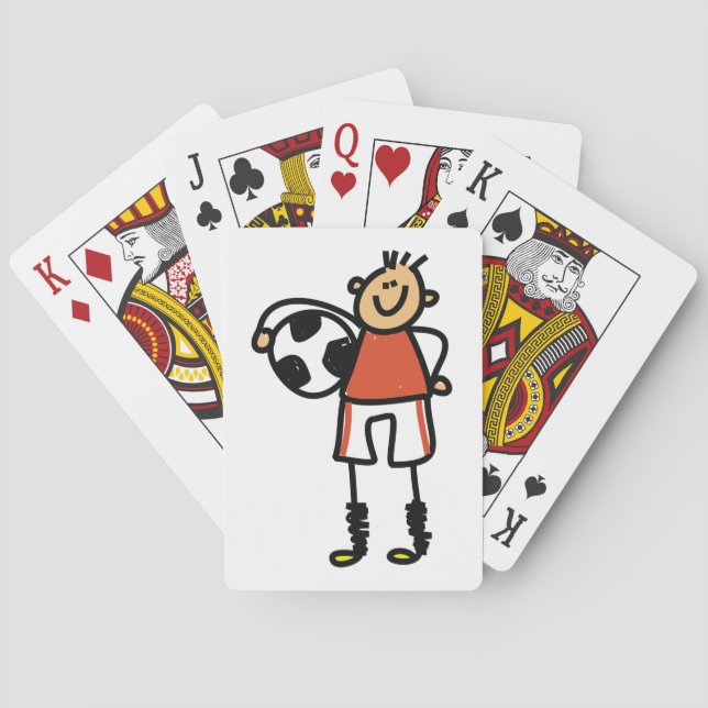 Stick Figure Soccer Boy Football Player Playing Cards (Back)